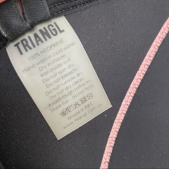 TRIANGL Swimwear Pink/Black Neoprene Triangle Bikini Swim Set Size S/L - Picture 14 of 14